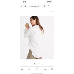 Sold Out! Madewell Flannel Sunday Shirt Button Down Cream Striped W/pockets S